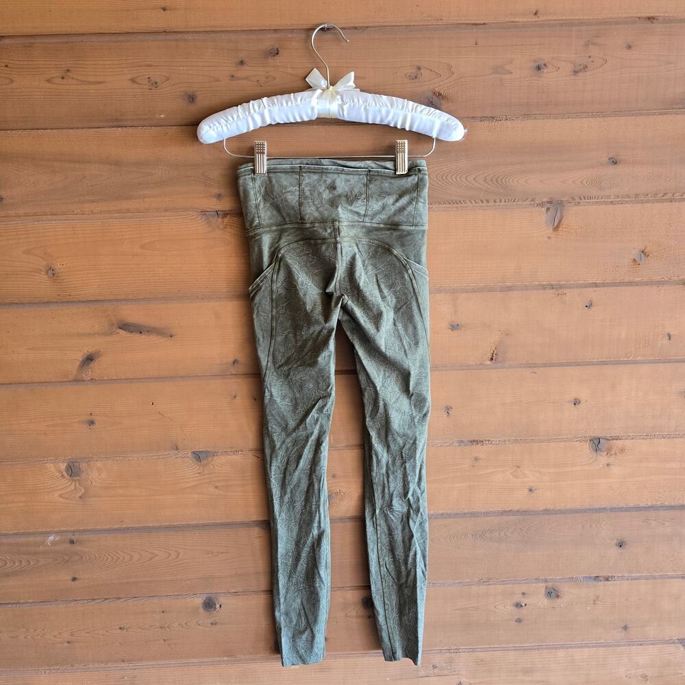 Lululemon Legging Fast & Free High Rise Tight 25" Ice Dye Wash Moss Green 2 - Picture 3 of 7